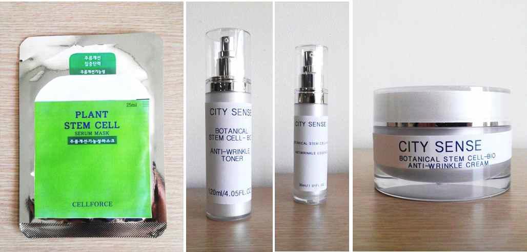 Prototypes. of Mask, Toner, Essence and Cream of Eleutherococcus seoulensis Stem Cell Cosmetics.