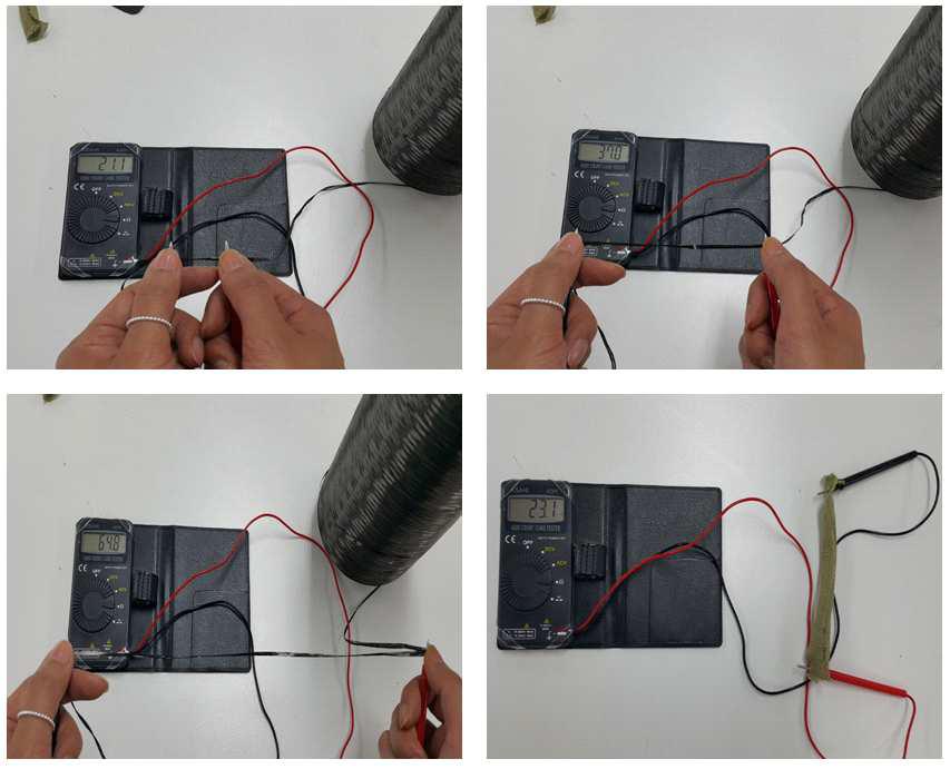 E-Mesh와 Carbon Fiber의 저항비교