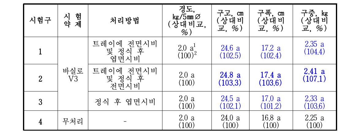 한국생물안전성 연구소 배추 생육 시험의 2차 조사 결과 2