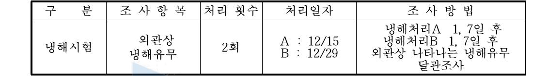 오이 냉해 극복 효과 반복 시험의 조사내용