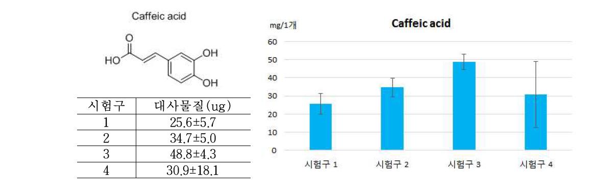 Caffeic acid의 정량 분석 결과