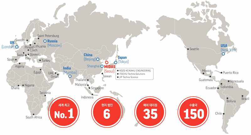 (주)마이다스아이티의 글로벌 네트워크