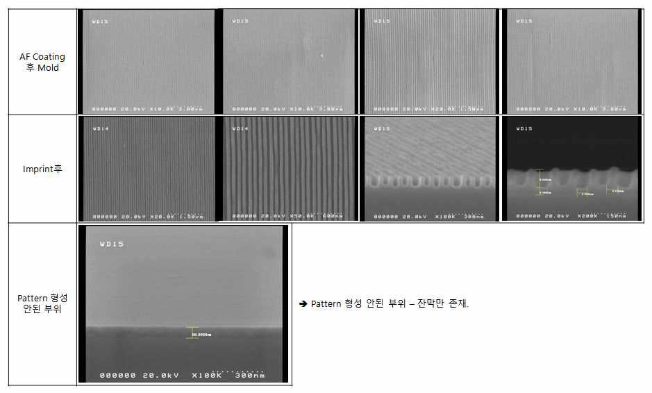 311RM-16의 Mold 및 Imprint후 SEM Image