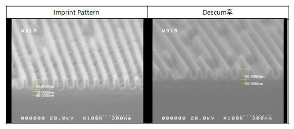 Descum 공정시 O2 gas를 미량 분사한 SEM Image