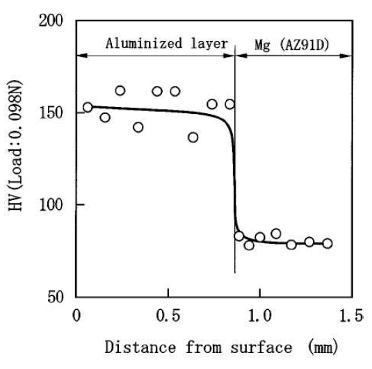 확산코팅층(aluminizes layer)의 경도분포