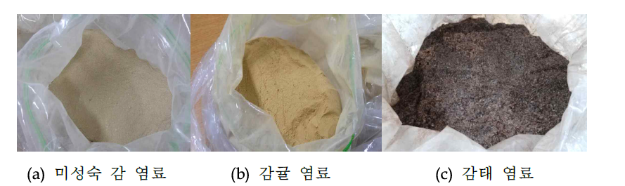 개발된 천연분말염료 3종