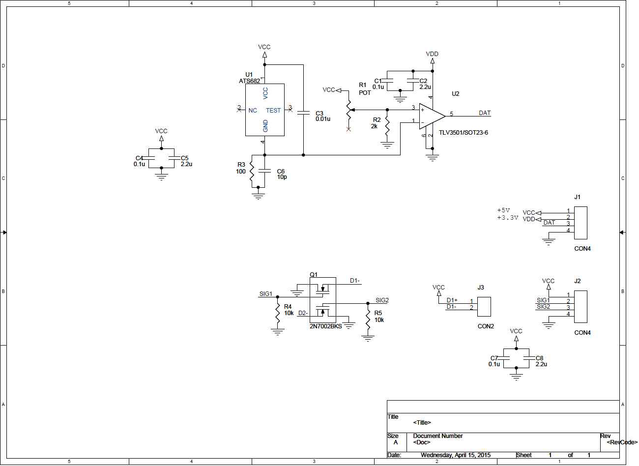 Buzzer and magnetic sensor schematic