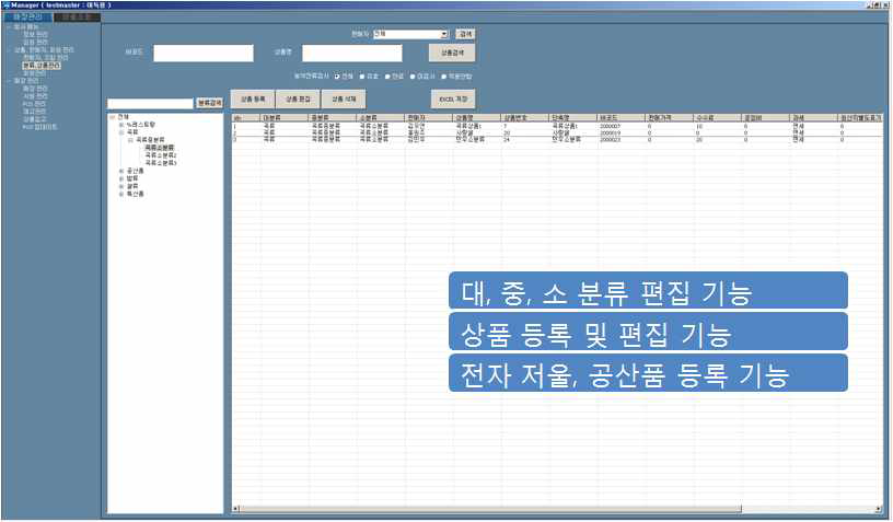 상품 등록 및 편집 화면