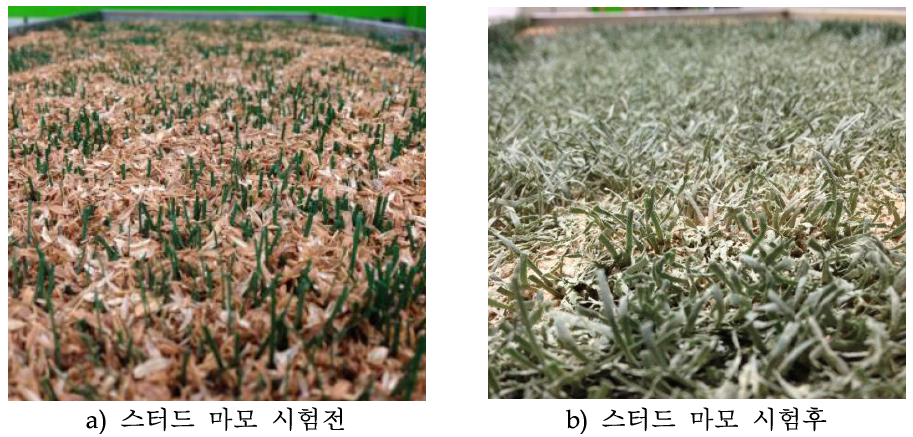 왕겨-황토 충진재의 스터드 마모 전․후 상태