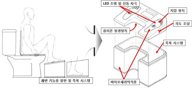 척추 교정 및 쾌변 기능용 발판 및 족욕 시스템