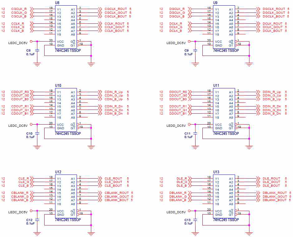 FPGA 보드의 LED Bar C/D 버퍼 회로도
