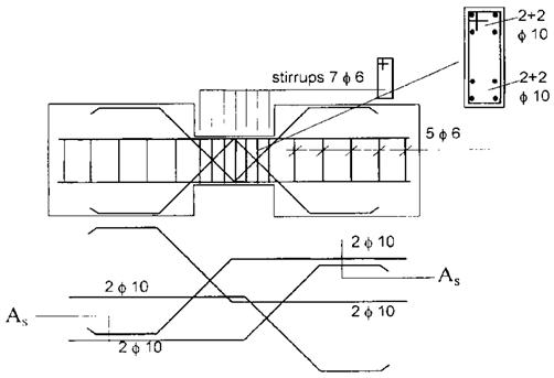 Galano와 Vignoli(2000)의 경사철근(rhombic reinforcement) 상세도