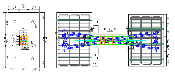 Reinforcement details of specimen S100N