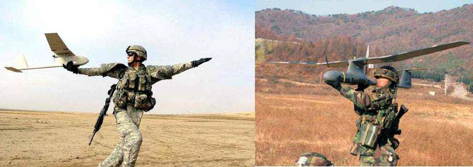 미국 AeroVironment 사의 RQ-11B Raven (좌), Ucon System 사의 RemoEye (우)