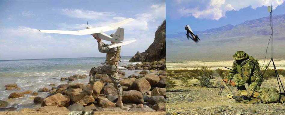 미국 AeroVironment 사의 RQ-20A Puma AE (좌) , Switchblade (우)