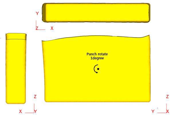 FE Analysis results for punch rotate along X axis