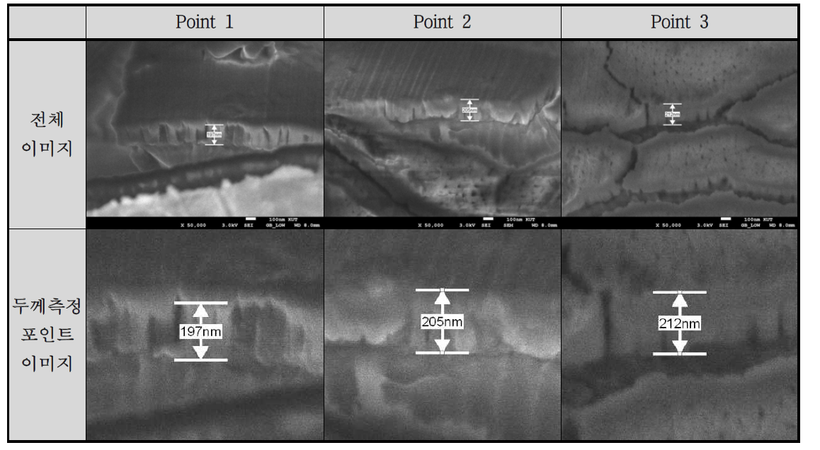 피막 두께 측정에 대한 주사전자현미경 이미지