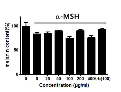엉겅퀴 추출물의 melanin content에 미치는 영향.