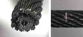 Wire rope specimen & partial cutting damage