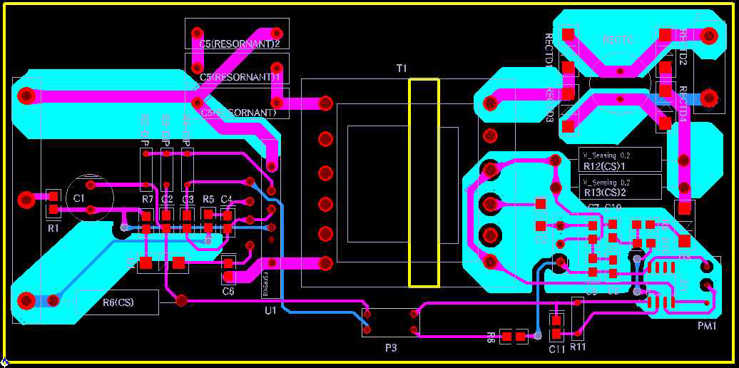 PADS Layout을 이용하여 설계된 LLC공진형컨버터회로