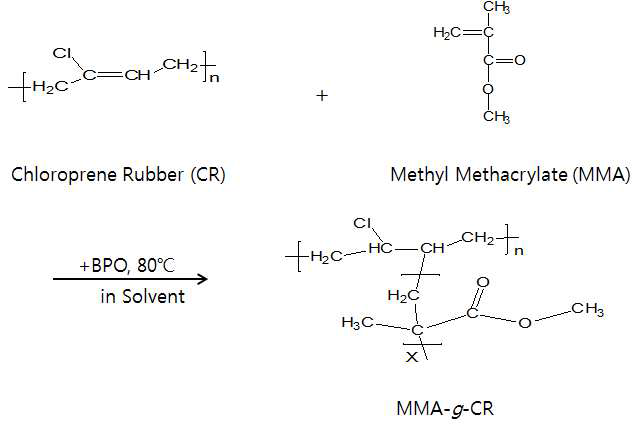 CR-MMA 그라프트 중합 반응식