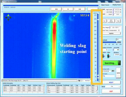 Monitoring system for display position of sticked welding slag