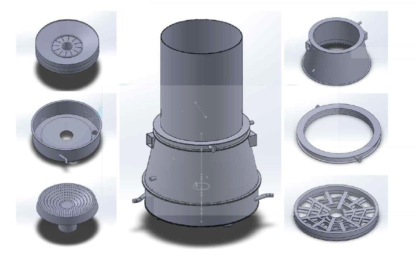 연소기 구성 부품 CAD Modeling 및 조립도