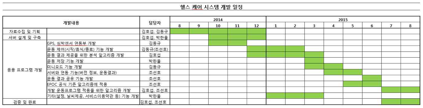 헬스케어 시스템 개발 일정