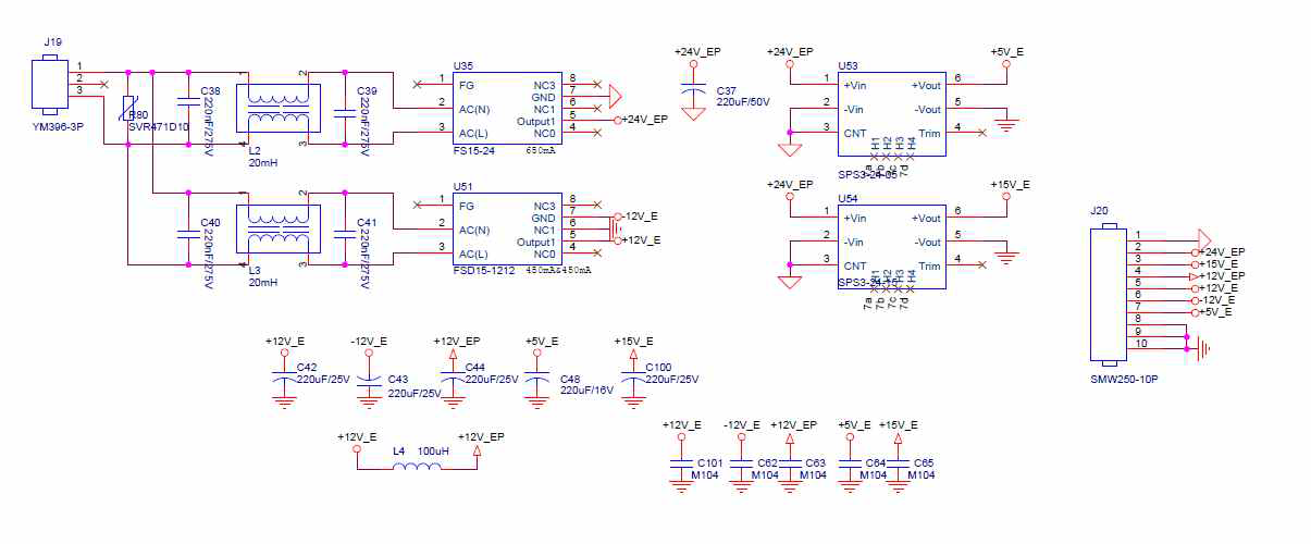 Test Controller PCB Board 전원부 회로도