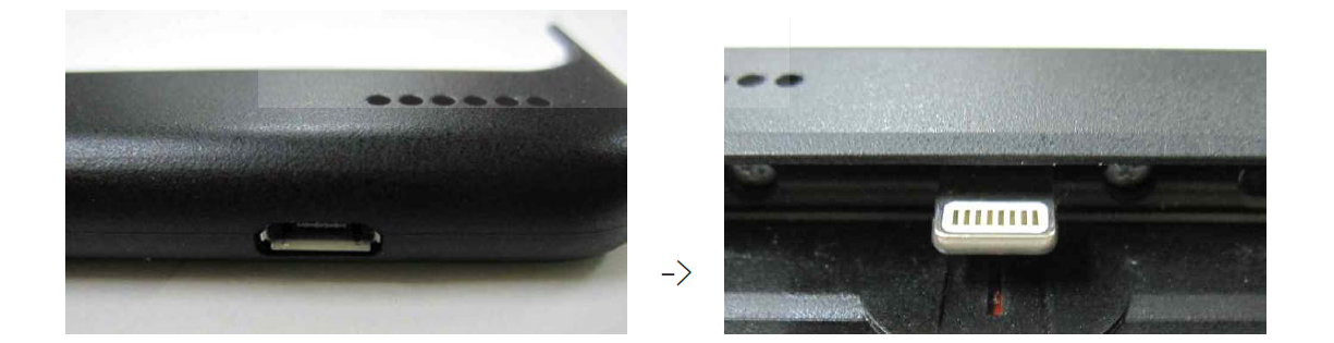 범용 마이크로 USB에서 애플 라이트닝으로의 변환 커넥터 사진