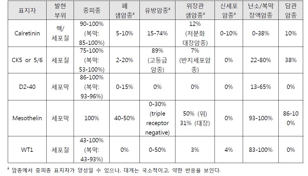 중피종 표지자