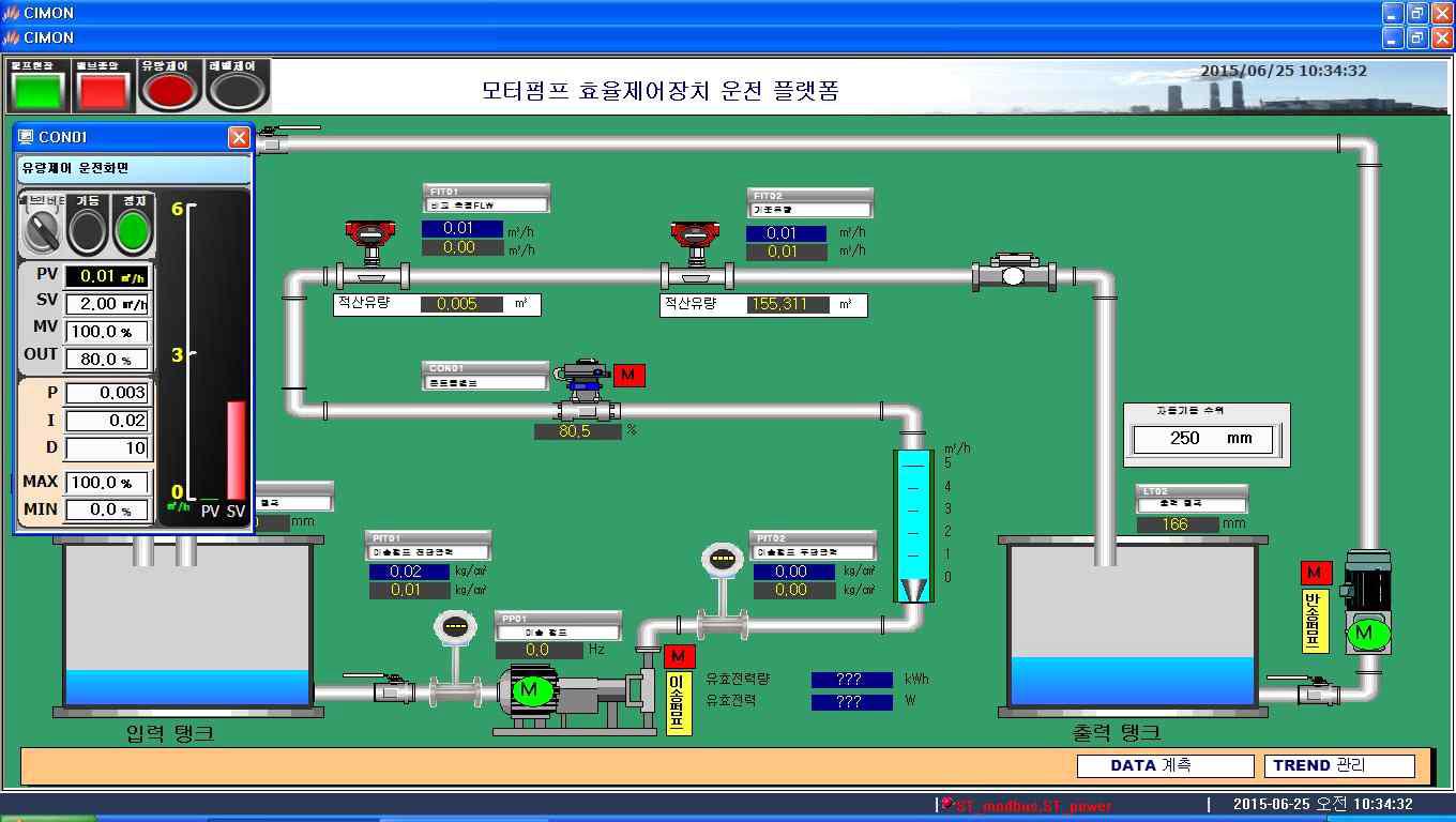 이송펌프 자동운전화면