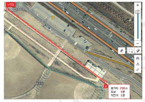 난지 한강공원 직선거리 테스트(500m