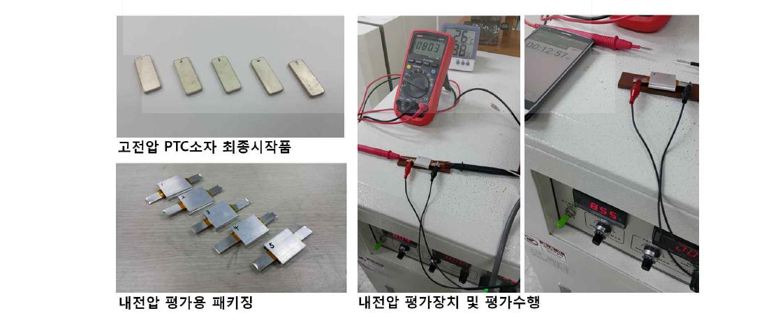 고전압 PTC소자 내전압 평가장치(소자 패키징) 및 평가수행