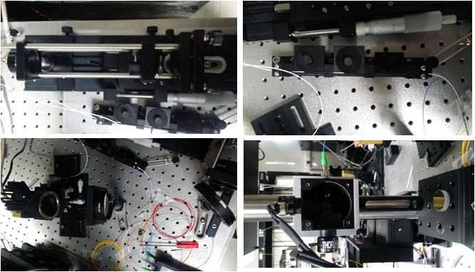 제작된 광 부품 및 광원을 이용하여 제작한 OCT system의 부분별 사진