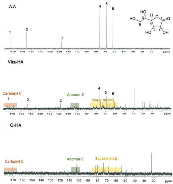 Ascorbyl propyl hyaluronate의 13C NMR spectra