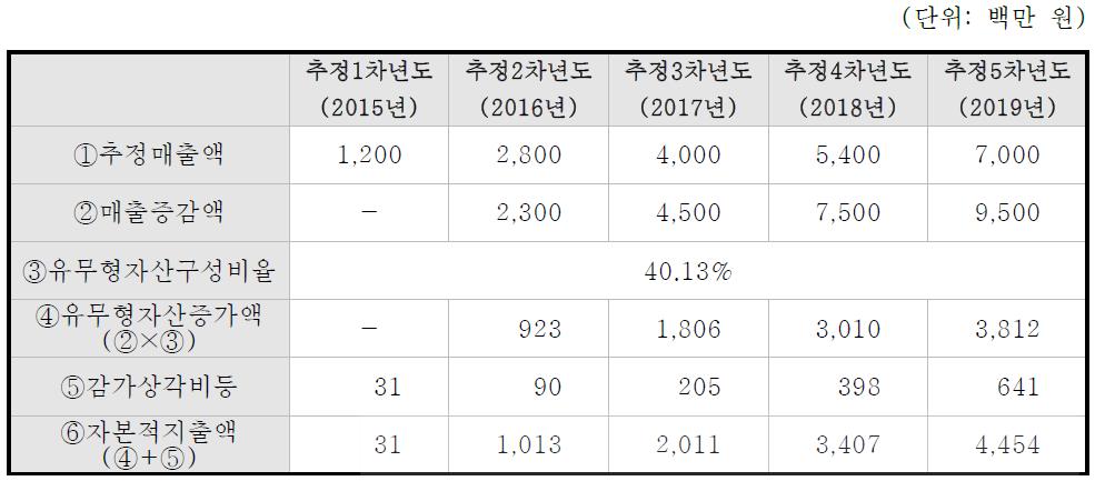 자본적 지출액 산출내역