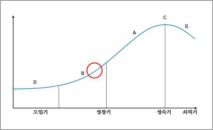 신청기술의 기술 수명주기상 위치