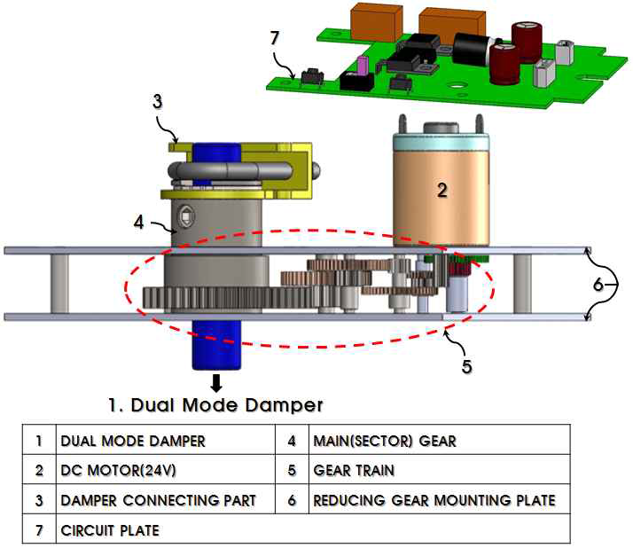 이중모드 급기댐퍼-구동장치부 상세도
