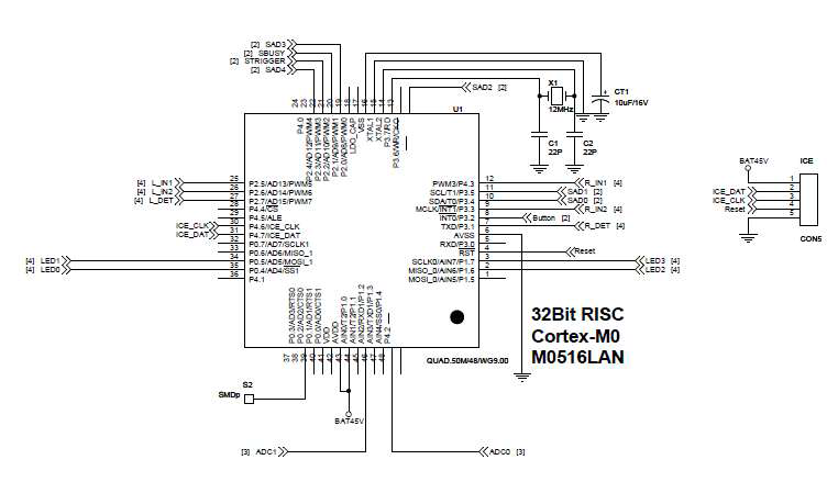 Cortex-M0 M0516LAN 프로세서 및 주변회로