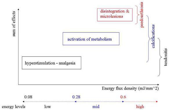 Possible action mechanisms against focal energy flux density