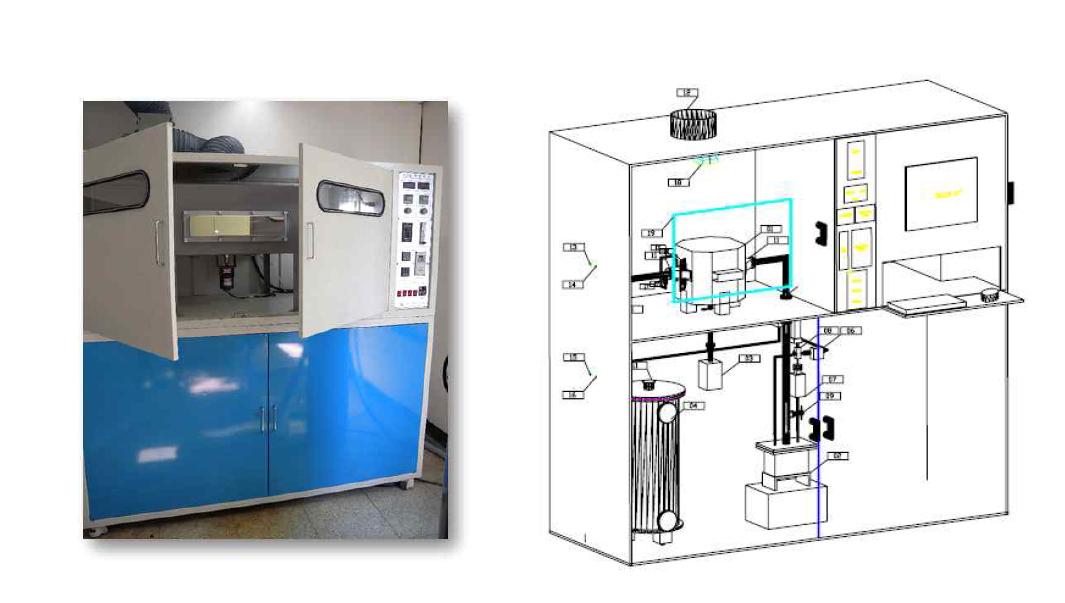 SPD 코팅장치 설계도면(우) 및 장치 실물(좌)