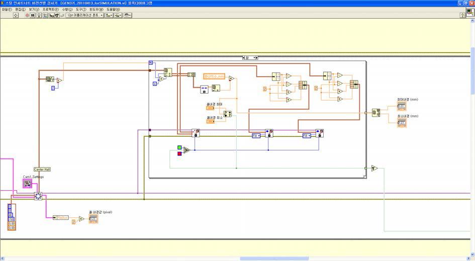 개발된 너트 상부측 검사관련 LabVIEW 프로그램 코드