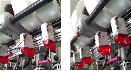 개발한 샤프트를 적용했을 때 안전기의 오작동 모습(왼쪽)과 정상 작동 모습(오른쪽)의 사진