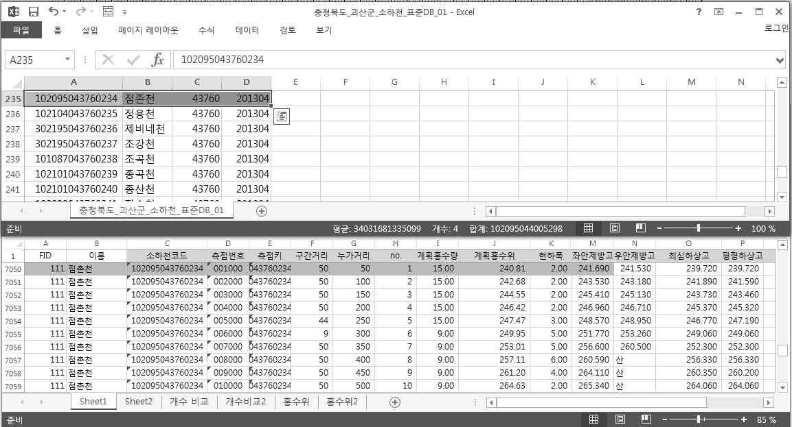 소하천 DB 검토(충청북도 괴산군)