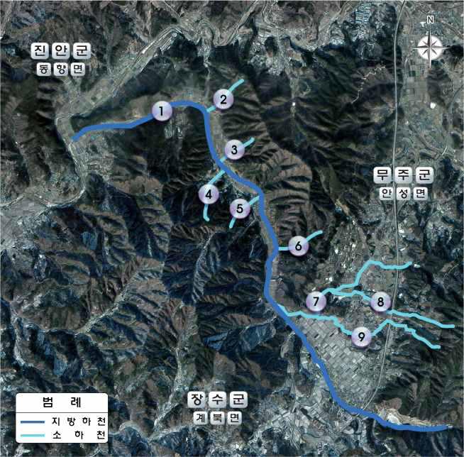 시범지구 위치도(금강유역 양악천수계)