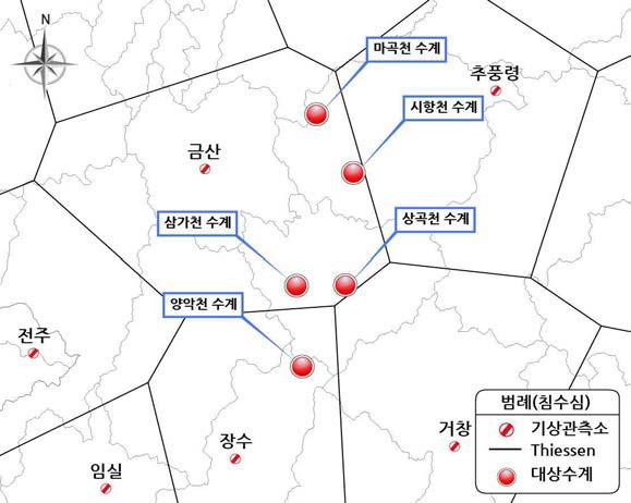 수문관측소 위치도(금강유역)