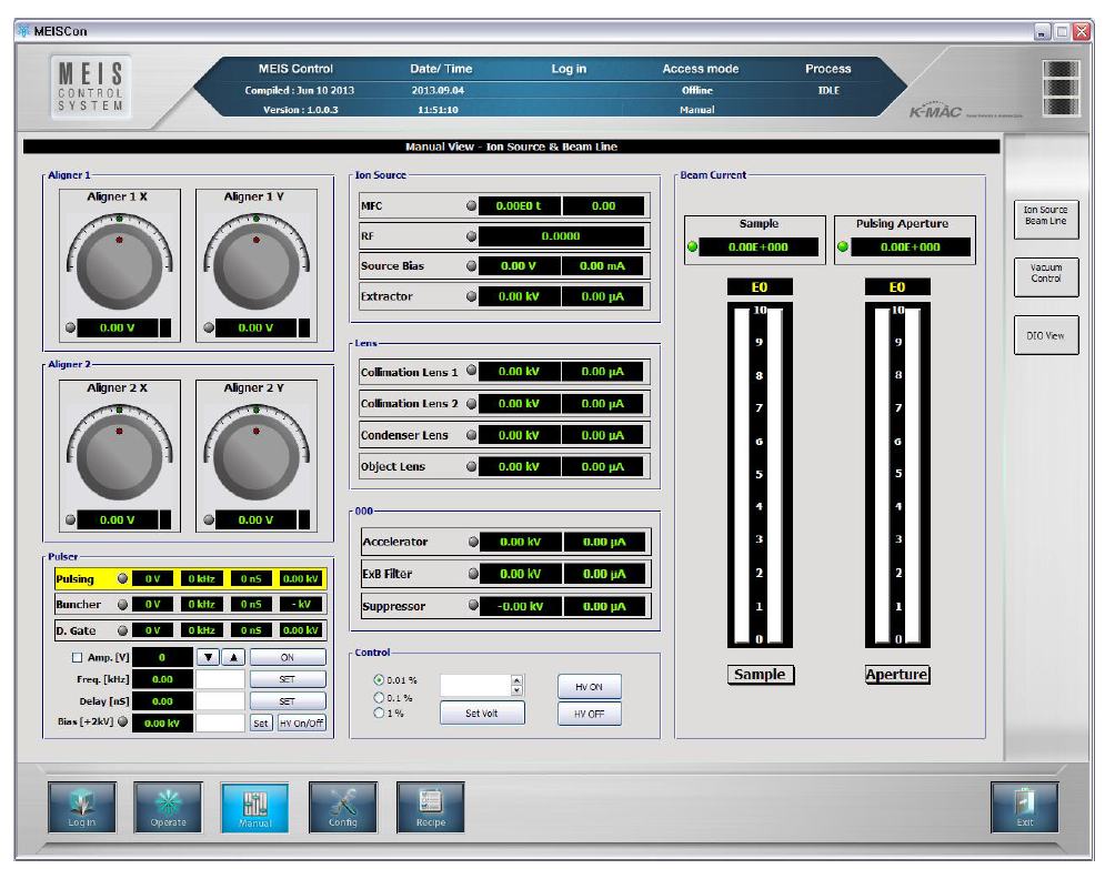 MEISCon / Manual 화면 / Ion Source & Beam Line