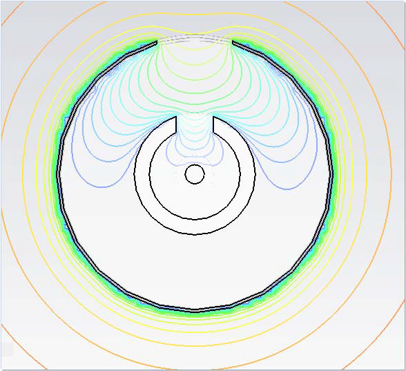 Filament cathode의 구조 및 전기장 분포