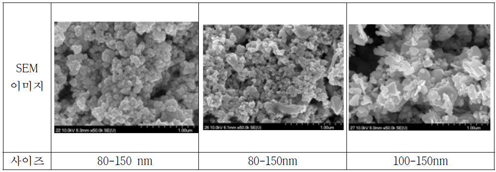 최종등급이 높은 2차 2세대 은 나노입자의 크기 SEM 사진